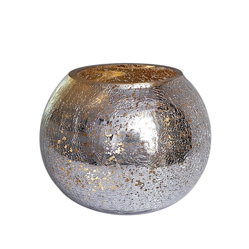 Photophore doré effet craquelé en verre  | Deco-Delight.com