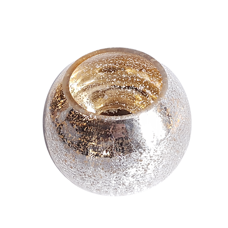 Photophore doré effet craquelé en verre  | Deco-Delight.com