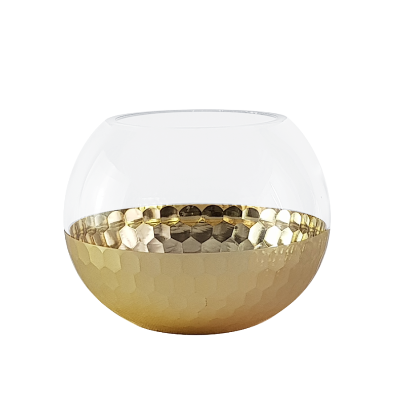 Photophore alvéolé doré tendance en verre  | Deco-Delight.com