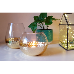 Photophore alvéolé doré tendance en verre  | Deco-Delight.com