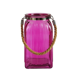 Lanterne en verre teinté et corde  | Deco-Delight.com