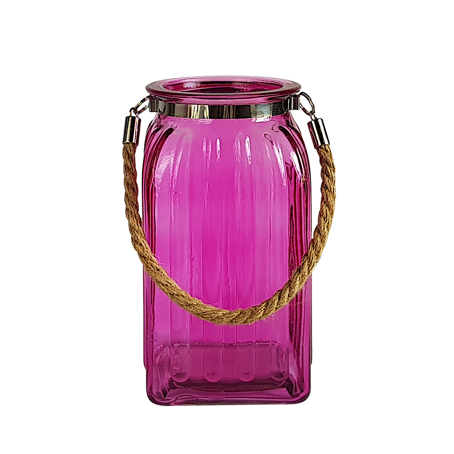 Lanterne en verre teinté et corde  | Deco-Delight.com