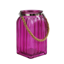 Lanterne en verre teinté et corde  | Deco-Delight.com
