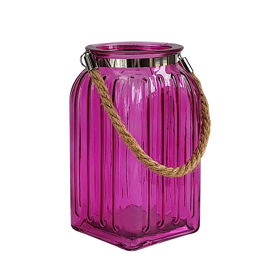 Lanterne en verre teinté et corde  | Deco-Delight.com