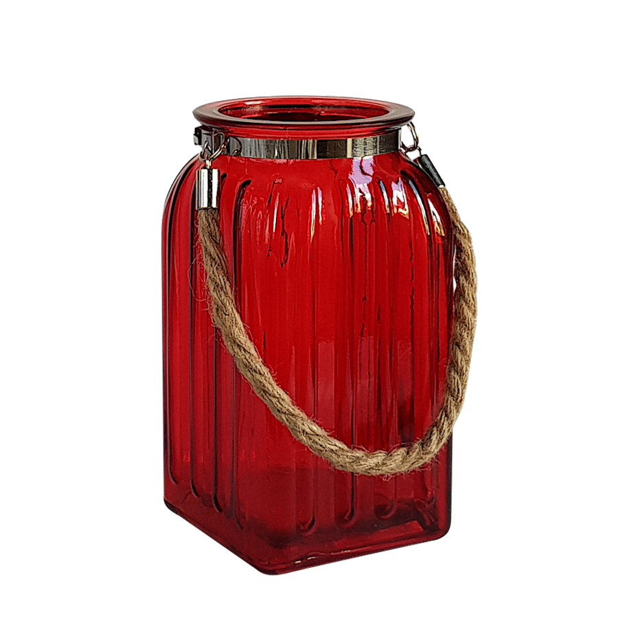 Lanterne en verre teinté et corde | Deco-Delight.com Lanterne en verre teinté et corde | Deco-Delight.com