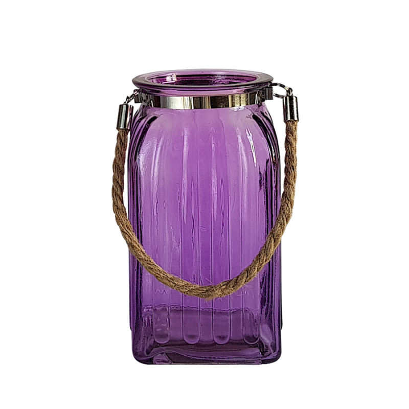 Lanterne en verre teinté et corde  | Deco-Delight.com