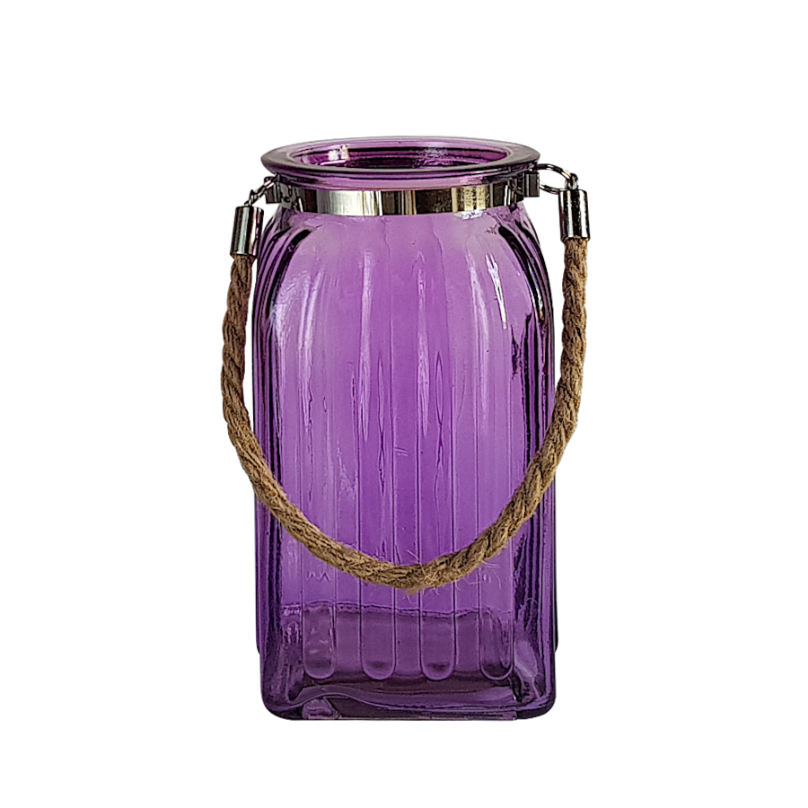 Lanterne en verre teinté et corde | Deco-Delight.com Lanterne en verre teinté et corde | Deco-Delight.com