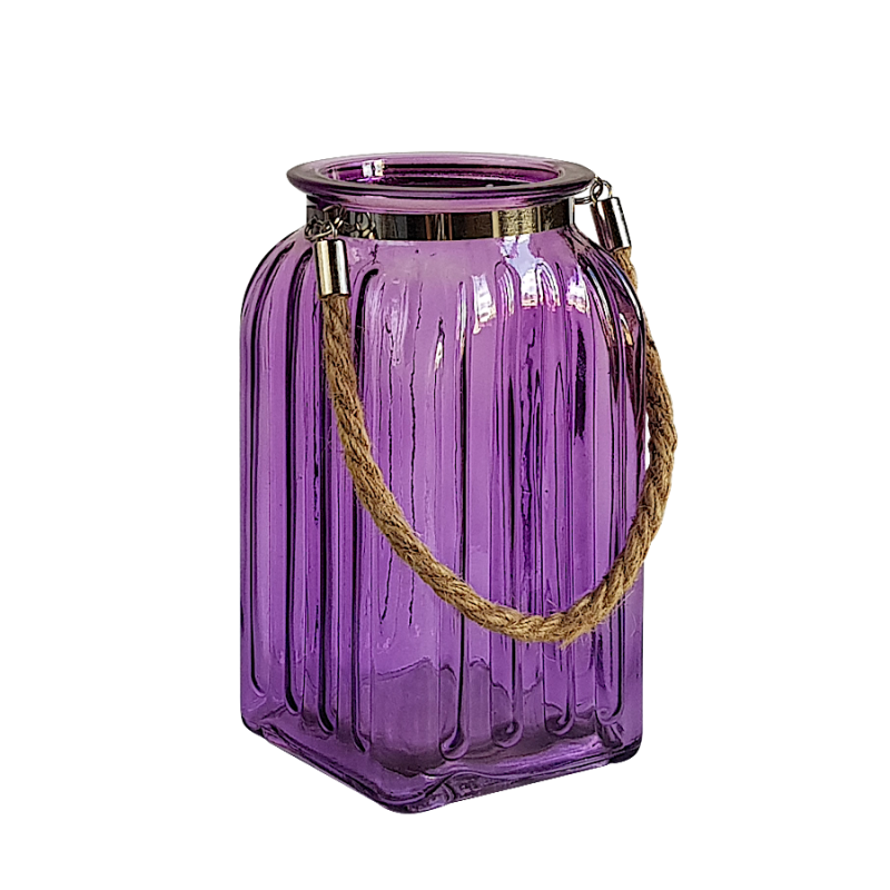 Lanterne en verre teinté et corde  | Deco-Delight.com