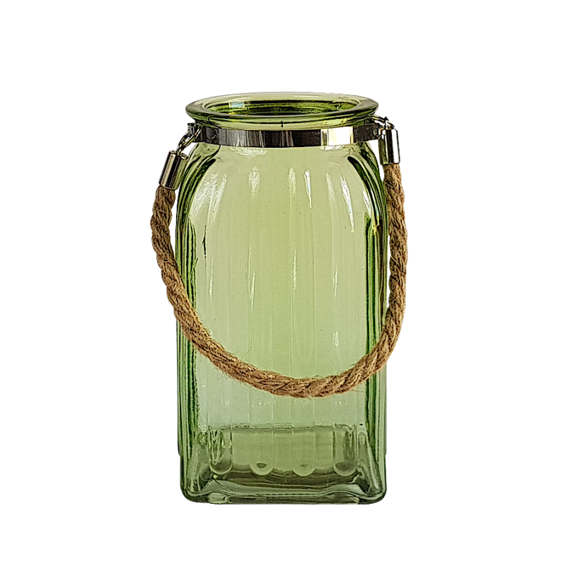 Lanterne en verre teinté et corde  | Deco-Delight.com