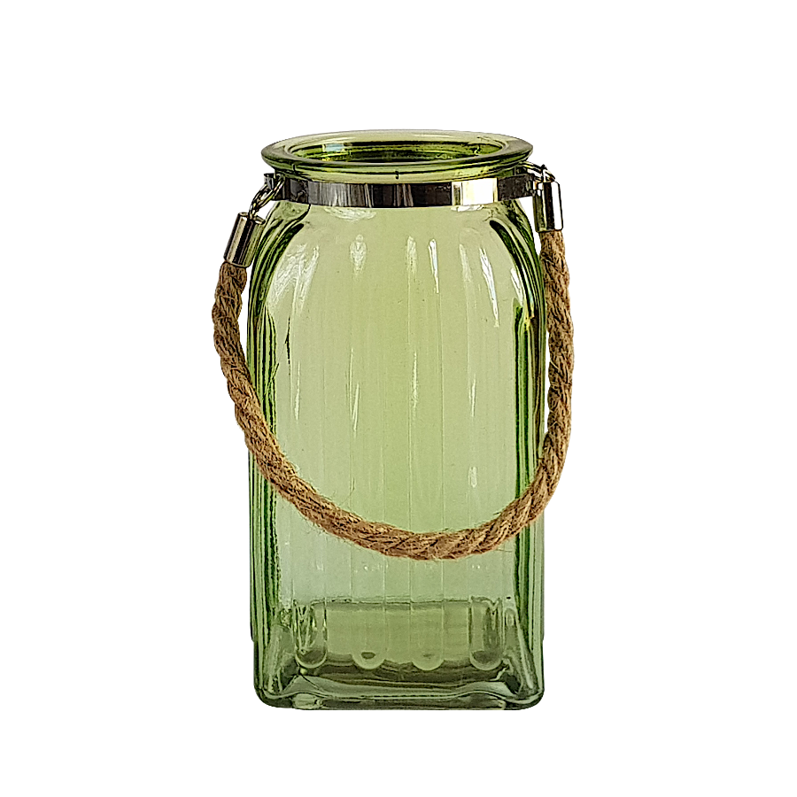 Lanterne en verre teinté et corde | Deco-Delight.com Lanterne en verre teinté et corde | Deco-Delight.com