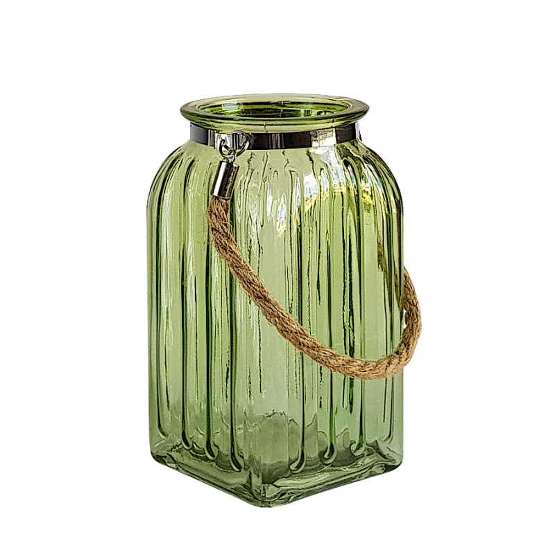 Lanterne en verre teinté et corde  | Deco-Delight.com