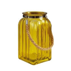 Lanterne en verre teinté et corde  | Deco-Delight.com