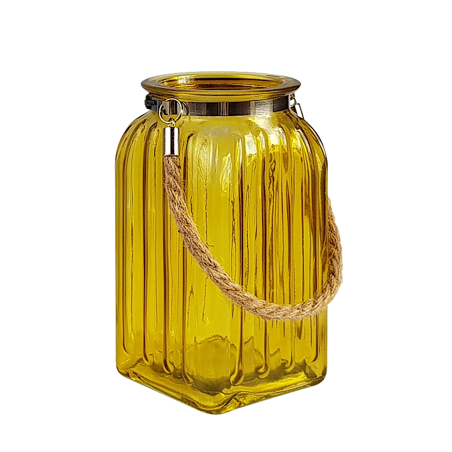 Lanterne en verre teinté et corde  | Deco-Delight.com