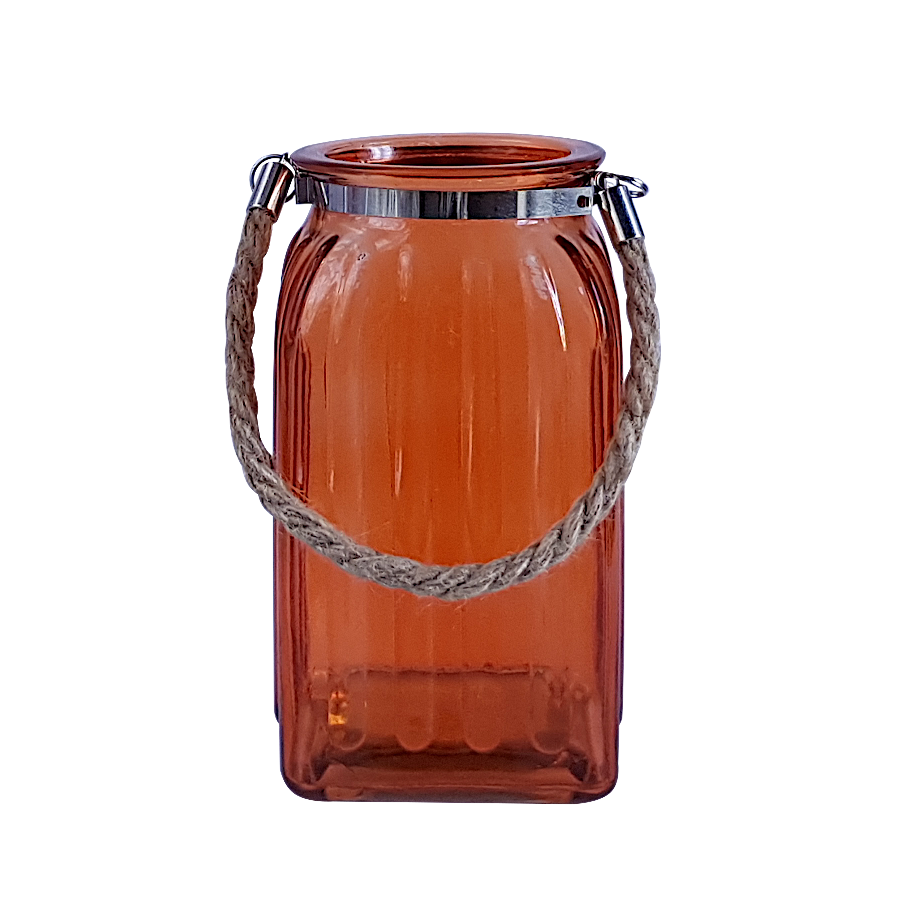 Lanterne en verre teinté et corde  | Deco-Delight.com