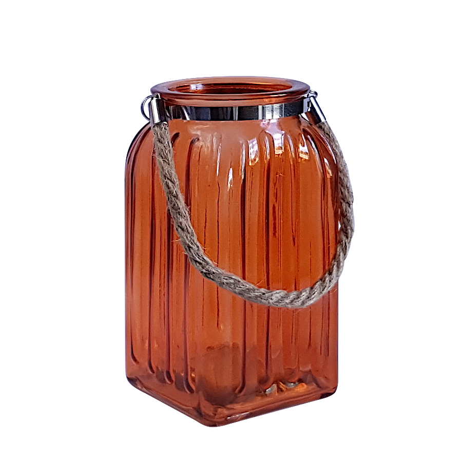 Lanterne en verre teinté et corde  | Deco-Delight.com