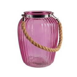 Lanterne photophore verre et corde  | Deco-Delight.com