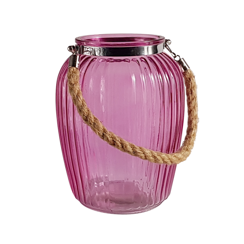 Lanterne photophore verre et corde  | Deco-Delight.com