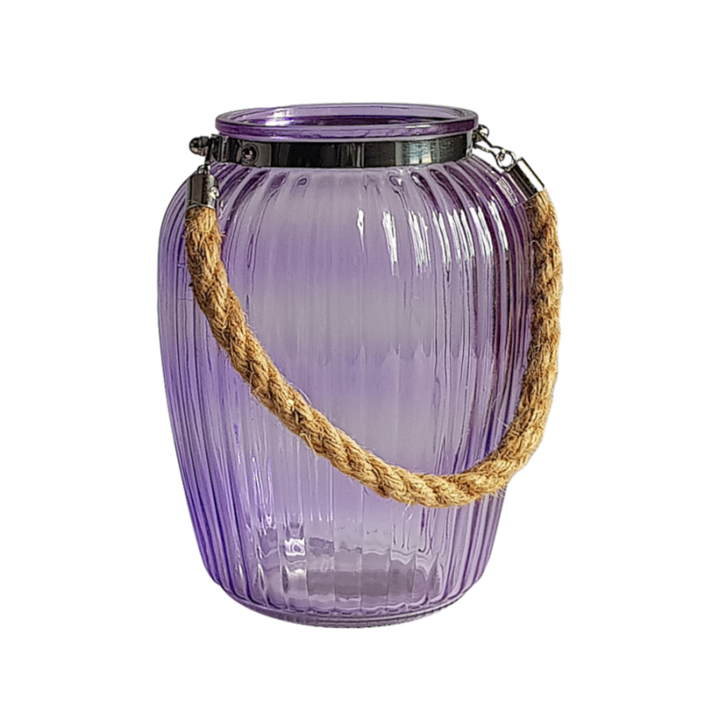 Lanterne photophore verre et corde  | Deco-Delight.com