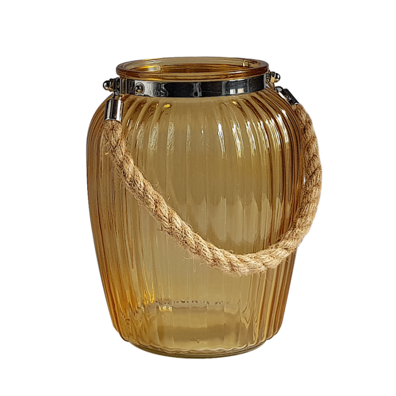 Lanterne photophore verre et corde  | Deco-Delight.com