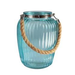 Lanterne photophore verre et corde  | Deco-Delight.com