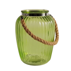 Lanterne photophore verre et corde  | Deco-Delight.com