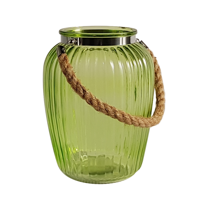 Lanterne photophore verre et corde  | Deco-Delight.com