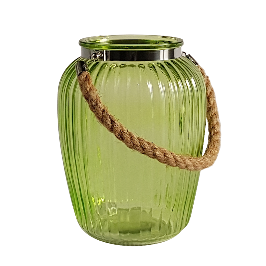 Lanterne photophore verre et corde  | Deco-Delight.com