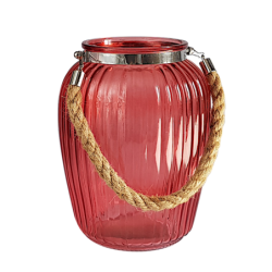 Lanterne photophore verre et corde  | Deco-Delight.com