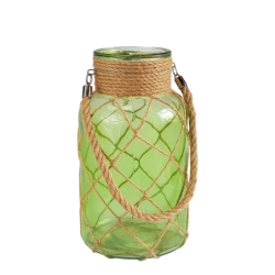 Lanterne turquoise verre et cordage  | Deco-Delight.com