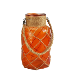 Lanterne turquoise verre et cordage  | Deco-Delight.com