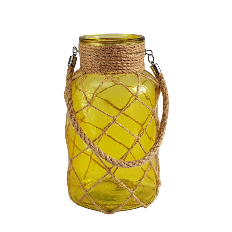 Lanterne turquoise verre et cordage  | Deco-Delight.com