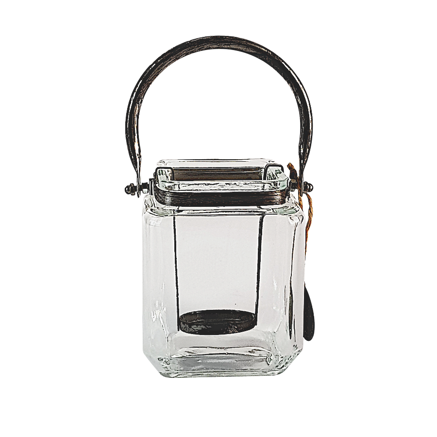 Lanterne carrée métal patiné et verre  | Deco-Delight.com