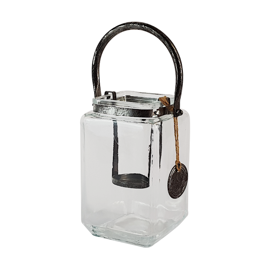 Lanterne carrée métal patiné et verre  | Deco-Delight.com