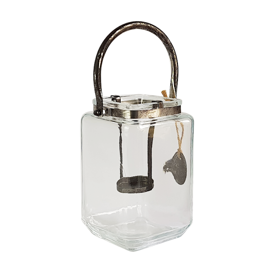 Lanterne carrée métal patiné et verre  | Deco-Delight.com