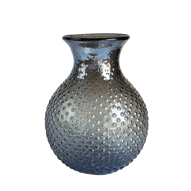 Vase gris pailleté à bulles en verre H21 cm | Deco-Delight.com