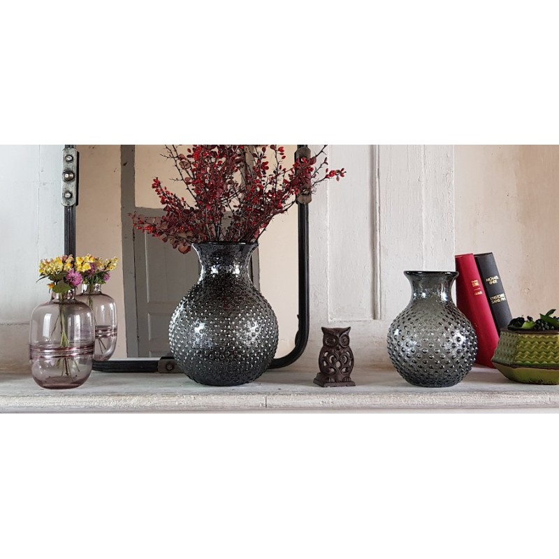 Vase gris pailleté à bulles en verre H21 cm | Deco-Delight.com