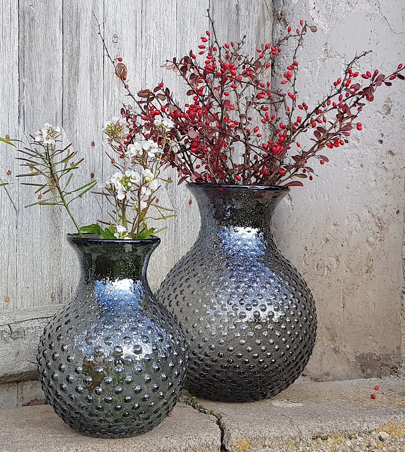 Vase gris pailleté à bulles en verre  | Deco-Delight.com