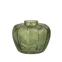 Vase verre feuillage vert en relief  | Deco-Delight.com