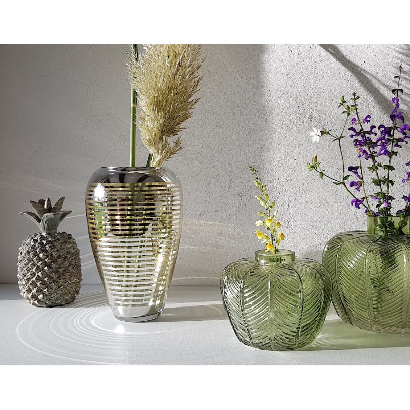 Vase verre feuillage vert en relief  | Deco-Delight.com Vase verre feuillage vert en relief  | Deco-Delight.com