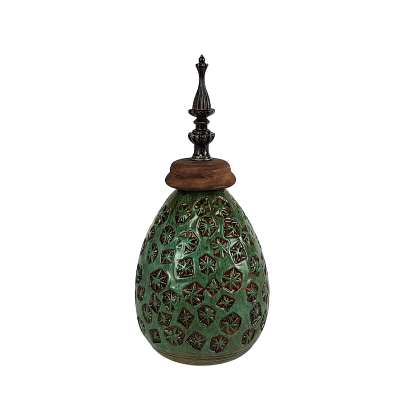 Pot céramique turquoise avec couvercle  | Deco-Delight.com