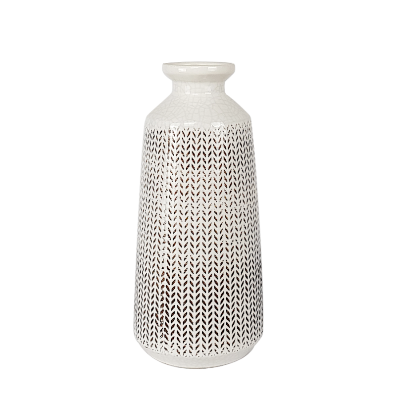 Vase blanc motif épi en céramique H29.5  | Deco-Delight.com Vase blanc motif épi en céramique H29.5  | Deco-Delight.com