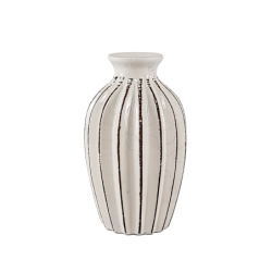 Vase plissé en céramique blanc H15  | Deco-Delight.com