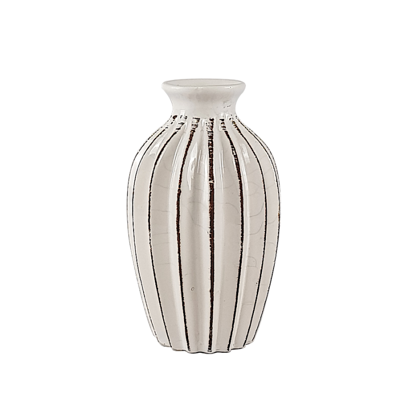 Vase plissé en céramique blanc H15  | Deco-Delight.com Vase plissé en céramique blanc H15  | Deco-Delight.com
