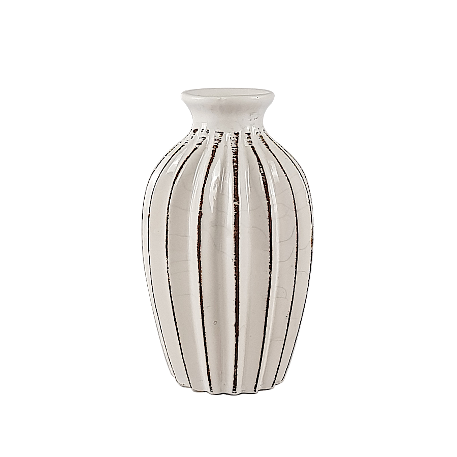 Vase plissé en céramique blanc H15 | Deco-Delight.com Vase plissé en céramique blanc H15 | Deco-Delight.com