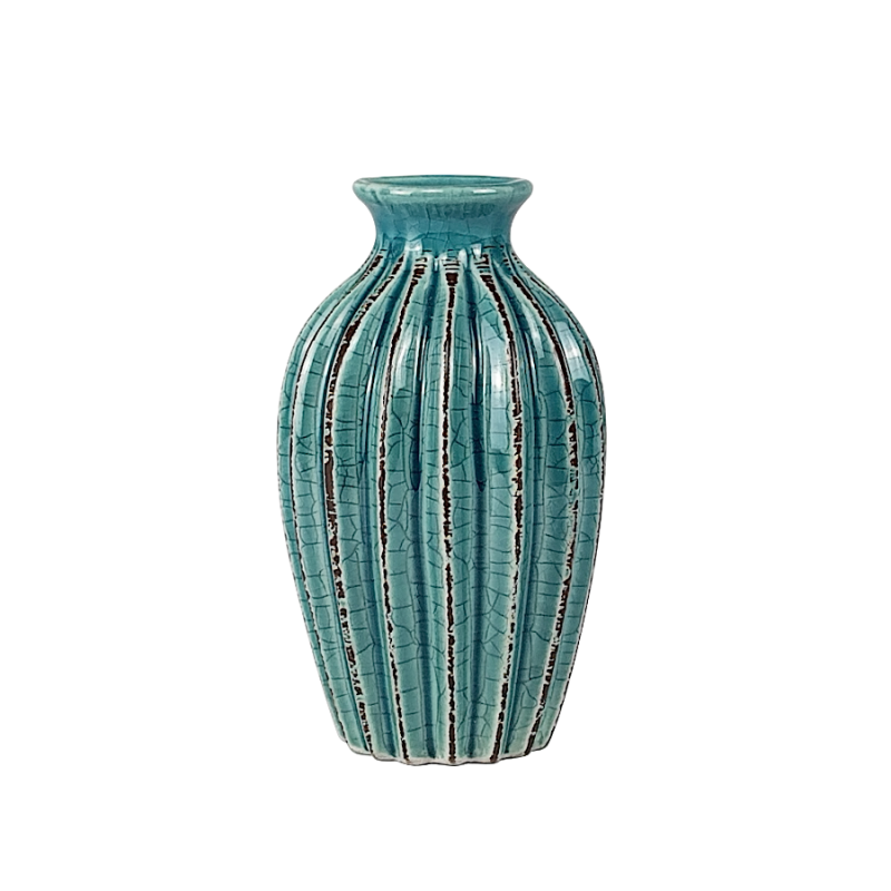 Vase plissé en céramique blanc H15  | Deco-Delight.com