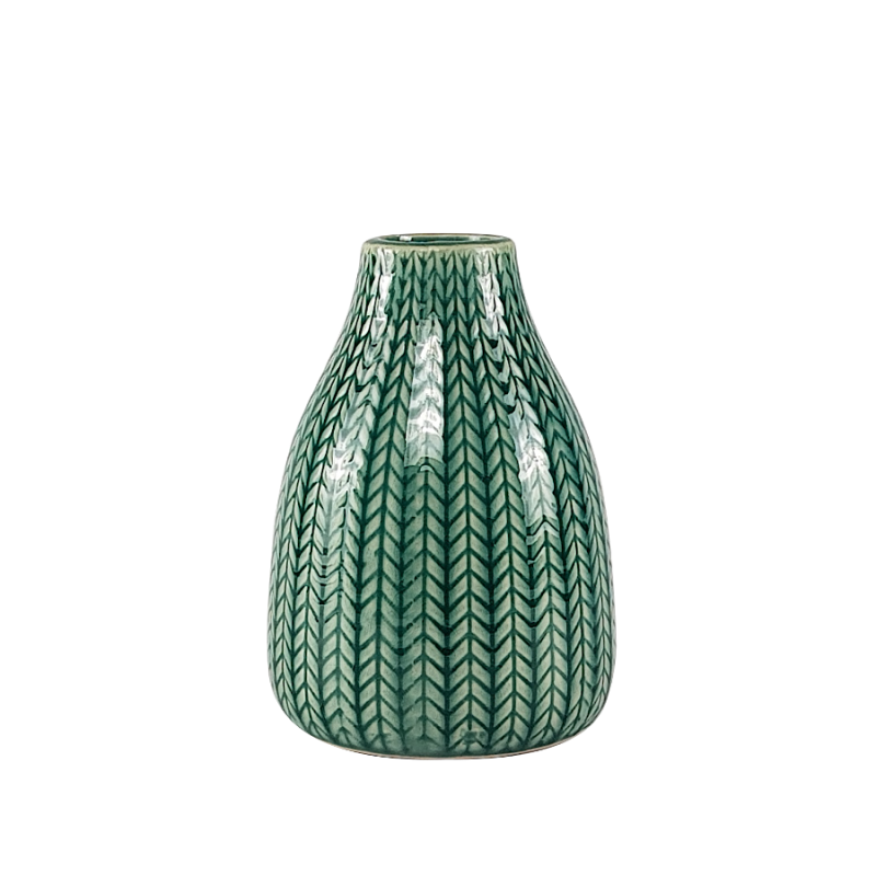 Vase céramique blanc motif épi H13.5  | Deco-Delight.com