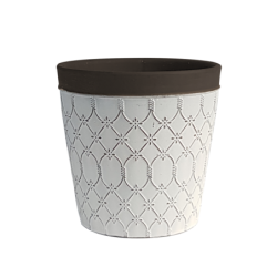 Cache-pot blanc et marron H13 céramique  | Deco-Delight.com