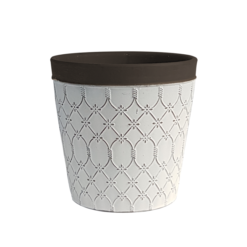 Cache-pot blanc et marron H13 céramique  | Deco-Delight.com Cache-pot blanc et marron H13 céramique  | Deco-Delight.com