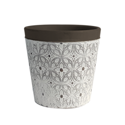 Cache-pot blanc et marron H13 céramique  | Deco-Delight.com