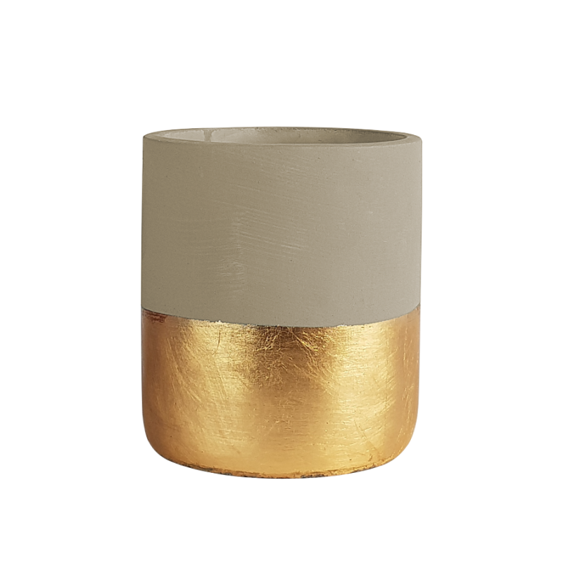 Pot bicolore ciment moderne H14.5  | Deco-Delight.com